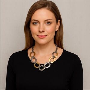 Stainless Steel Gold Silver Tone Square Link Chain Necklace Modern Statement 20”